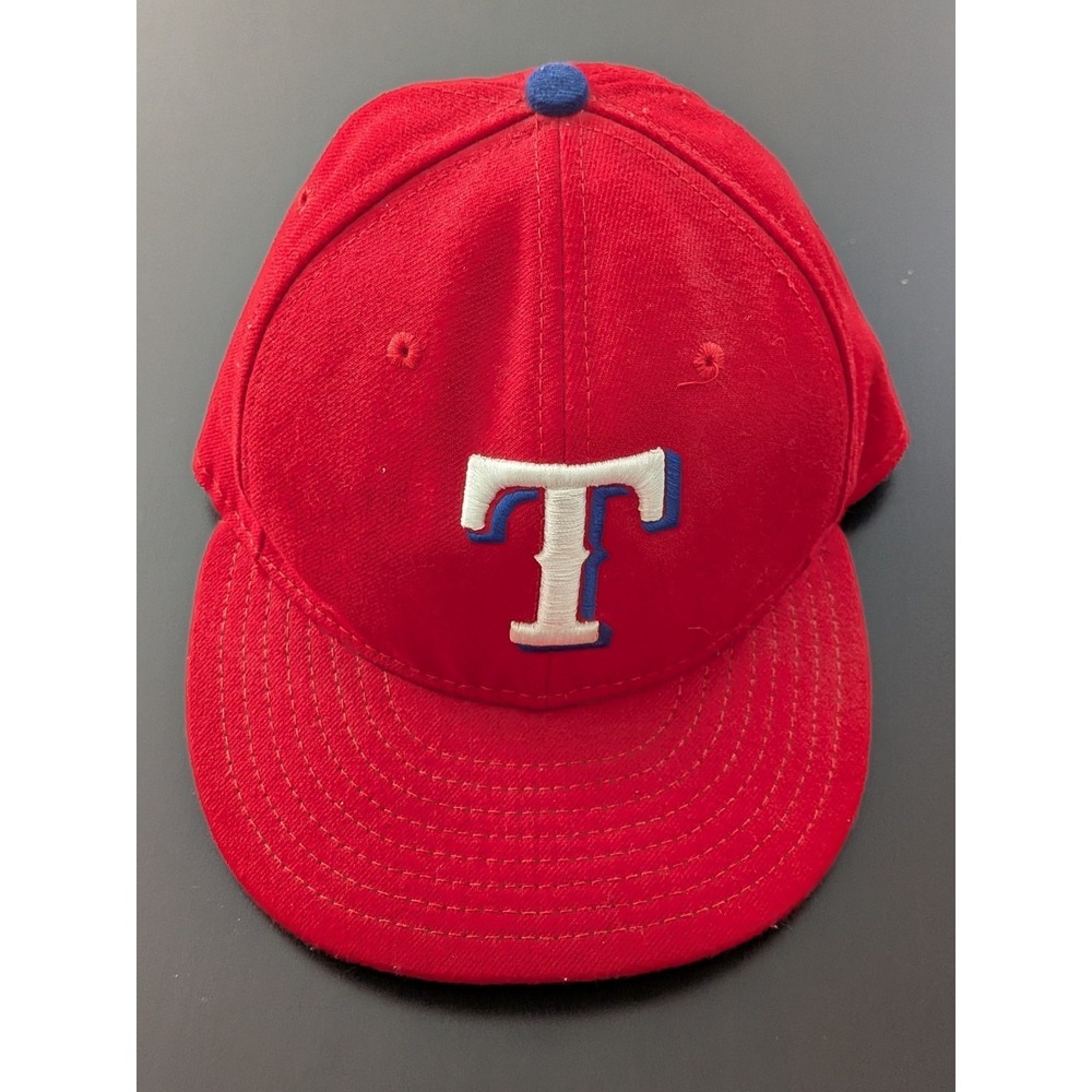 New Era 59Fifty Texas Rangers‎ Fitted Hat 7 1/2 USA Made Red MLB T Logo